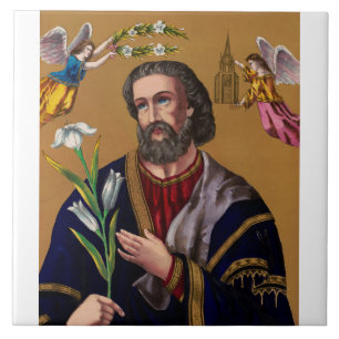 Saint Joseph Guardian of the Holy Family Ceramic Tile