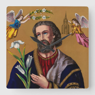 Saint Joseph Guardian of the Holy Family Square Wall Clock