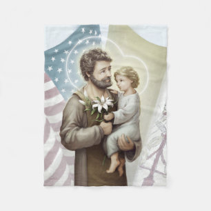 Saint Joseph the Protector Fleece Blanket
