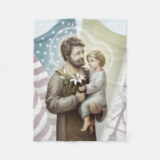Saint Joseph the Protector Fleece Blanket