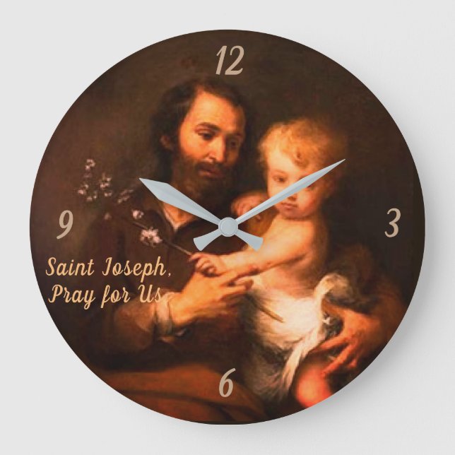 Saint Joseph with Christ Child Large Clock (Front)