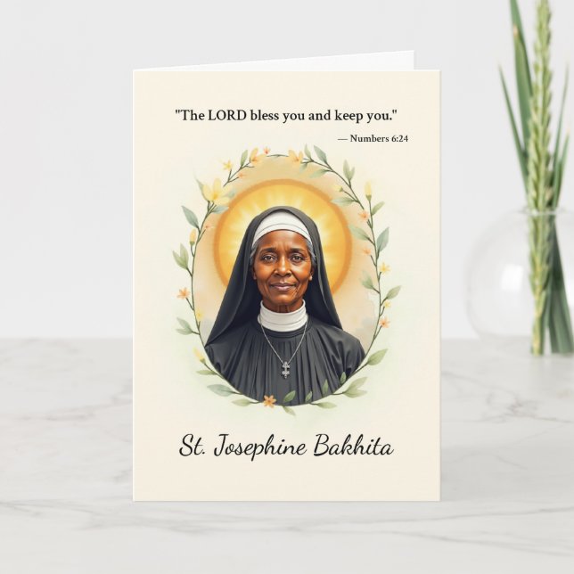 Saint Josephine Bakhita God’s Peace with Scripture Card (Front)