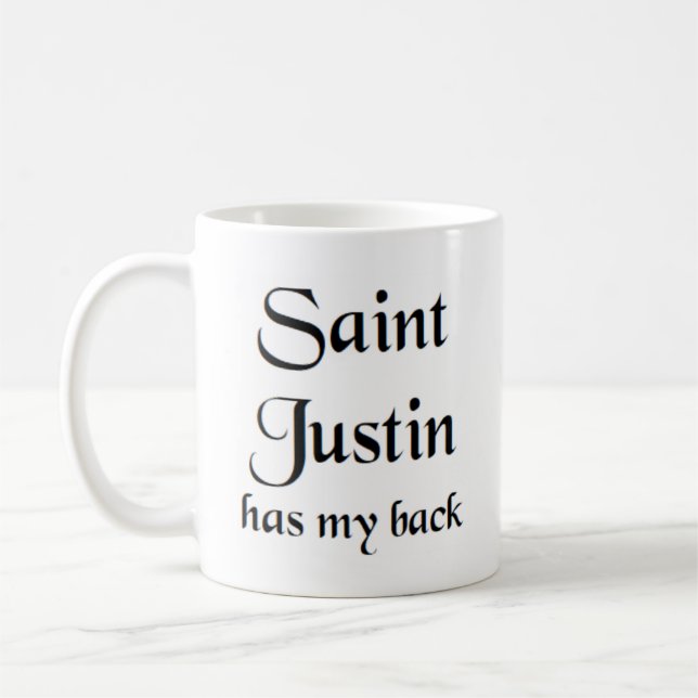 saint justin coffee mug (Left)