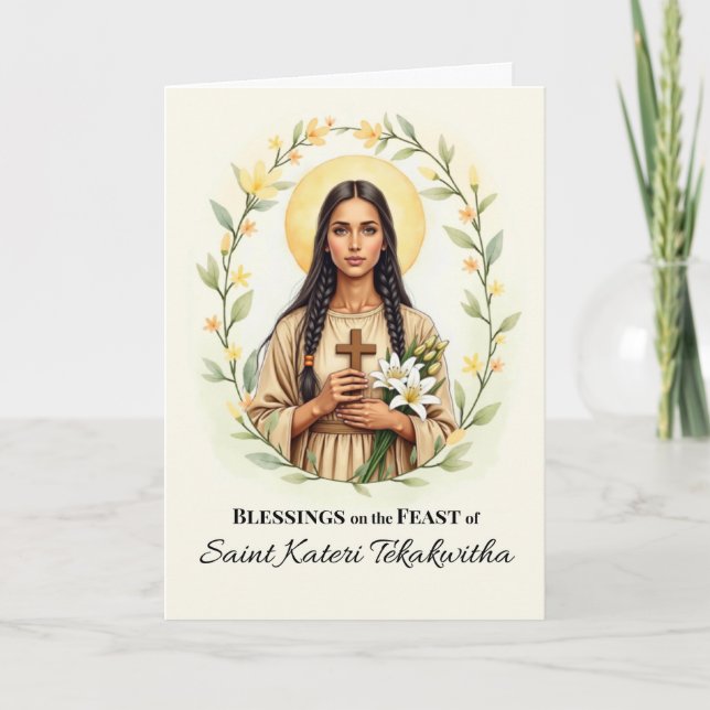 Saint Kateri Tekakwitha Feast Day Blessings Wreath Card (Front)