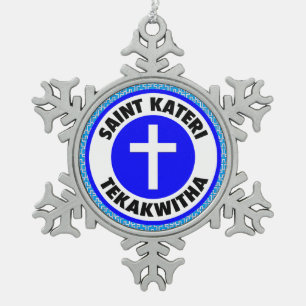 Saint Kateri Tekakwitha Snowflake Pewter Christmas Ornament