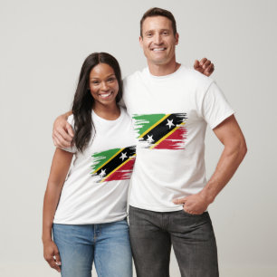 Saint Kitts and Nevis Flag Brush Art T-Shirt