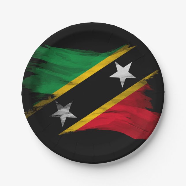Saint Kitts and Nevis flag brush stroke Paper Plate (Front)