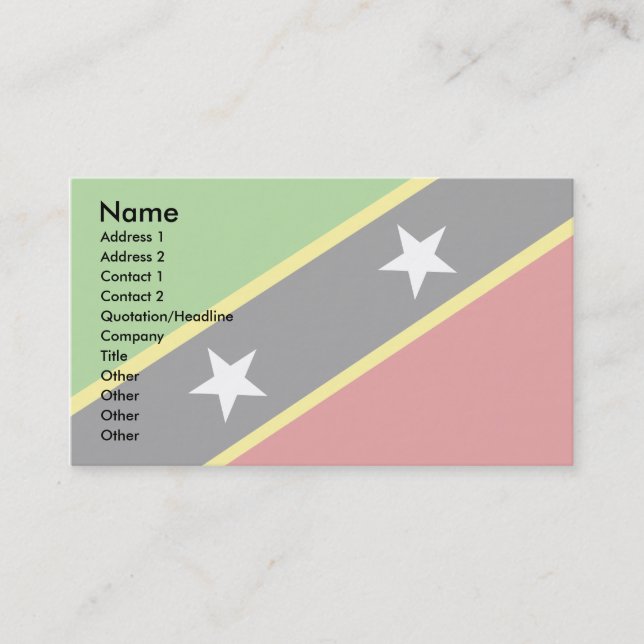 Saint Kitts And Nevis Flag Business Card (Front)