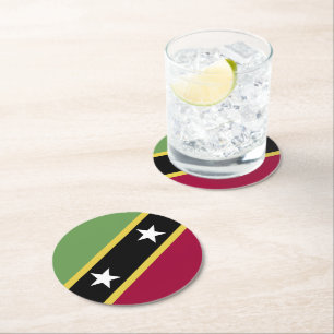 Saint Kitts and Nevis flag Round Paper Coaster