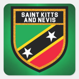 Saint Kitts And Nevis Flag Square Sticker