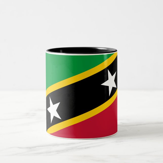 Saint Kitts and Nevis Flag Two-Tone Coffee Mug (Center)