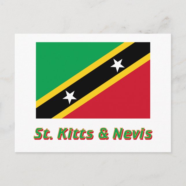 Saint Kitts and Nevis Flag with Name Postcard (Front)