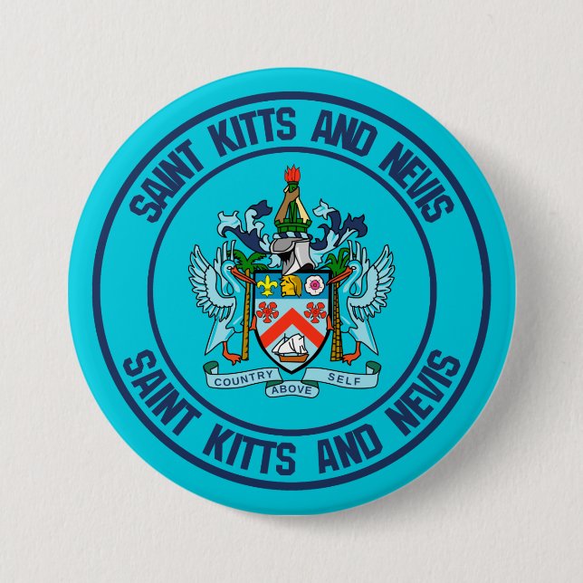 Saint Kitts and Nevis Round Emblem 7.5 Cm Round Badge (Front)