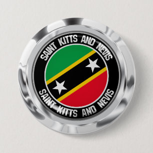 Saint Kitts and Nevis Round Emblem 7.5 Cm Round Badge