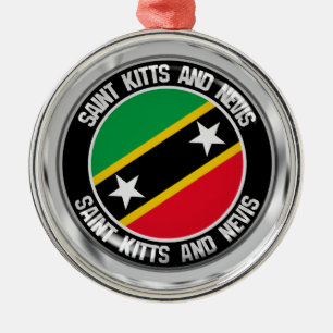 Saint Kitts and Nevis Round Emblem Metal Ornament