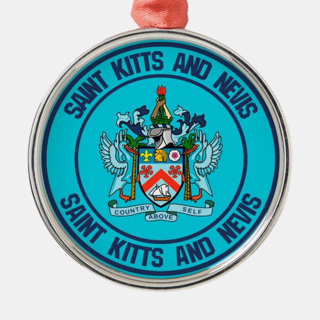 Saint Kitts and Nevis Round Emblem Metal Ornament (Front)