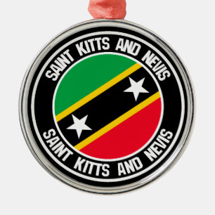 Saint Kitts and Nevis Round Emblem Metal Ornament