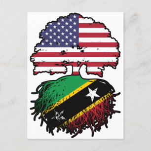 Saint Kitts Kittitian American USA Tree Roots Flag Postcard