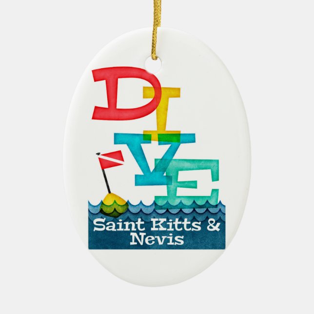 Saint Kitts & Nevis Dive - Colourful Scuba Ceramic Ornament (Front)