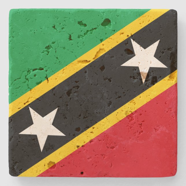 Saint Kitts & Nevis Flag Stone Coaster (Front)
