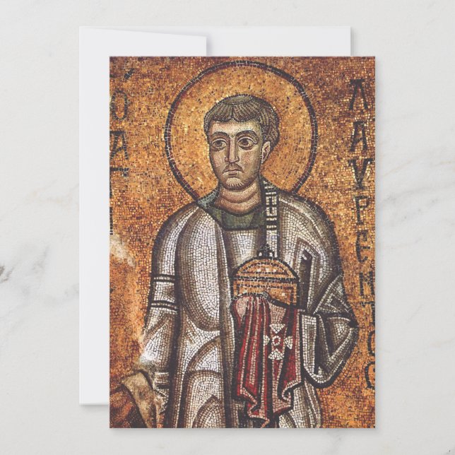 Saint Lawrence Orthodox Mosaic Art Print Holiday Card (Front)
