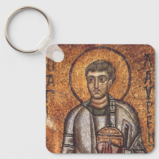Saint Lawrence Orthodox Mosaic Art Print Key Ring (Front)