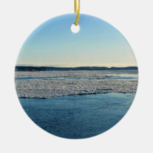 Saint Lawrence River in Winter, Quebec, Canada Ceramic Ornament