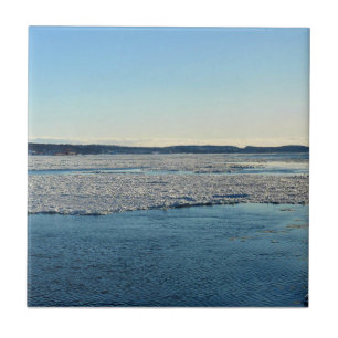Saint Lawrence River in Winter, Quebec, Canada Ceramic Tile