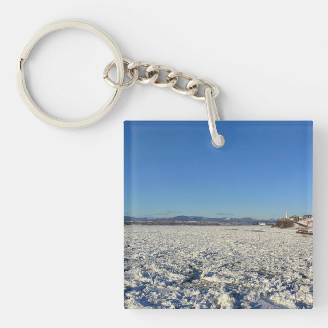 Saint Lawrence River in Winter, Quebec, Canada Key Ring (Front)