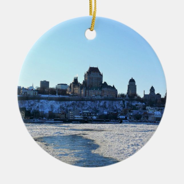 Saint Lawrence River & Old Quebec City, Quebec Ceramic Ornament (Front)