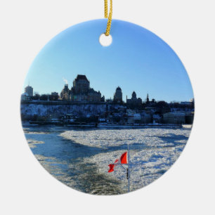 Saint Lawrence River & Old Quebec City, Quebec Ceramic Ornament