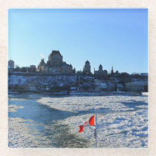 Saint Lawrence River & Old Quebec City, Quebec Glass Coaster