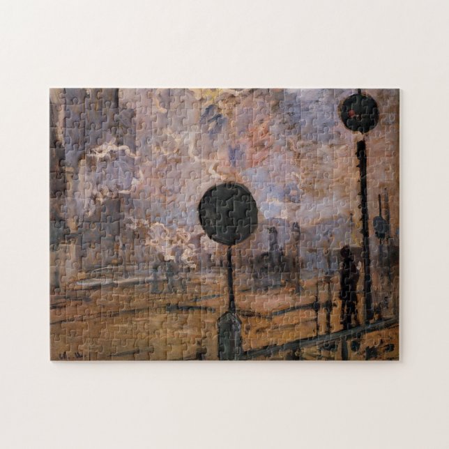 Saint-Lazare Station Arrival Train Monet Fine Art Jigsaw Puzzle (Horizontal)