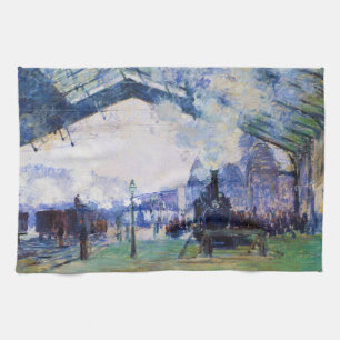 Saint-Lazare Station, Normandy Train, Claude Monet Tea Towel