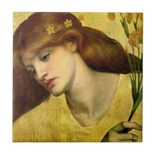 Saint Lily [Sancta Lilias] (by Gabriel Rossetti) Ceramic Tile