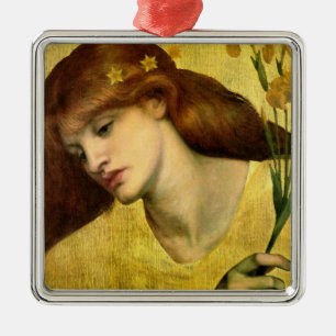 Saint Lily [Sancta Lilias] (by Gabriel Rossetti) Metal Ornament