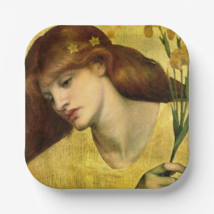 Saint Lily [Sancta Lilias] (by Gabriel Rossetti) Paper Plate