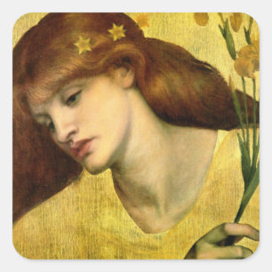 Saint Lily [Sancta Lilias] (by Gabriel Rossetti) Square Sticker