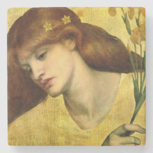 Saint Lily [Sancta Lilias] (by Gabriel Rossetti) Stone Coaster