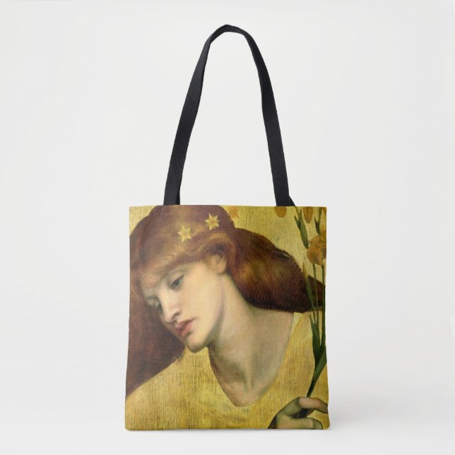 Saint Lily [Sancta Lilias] (by Gabriel Rossetti) Tote Bag (Front)