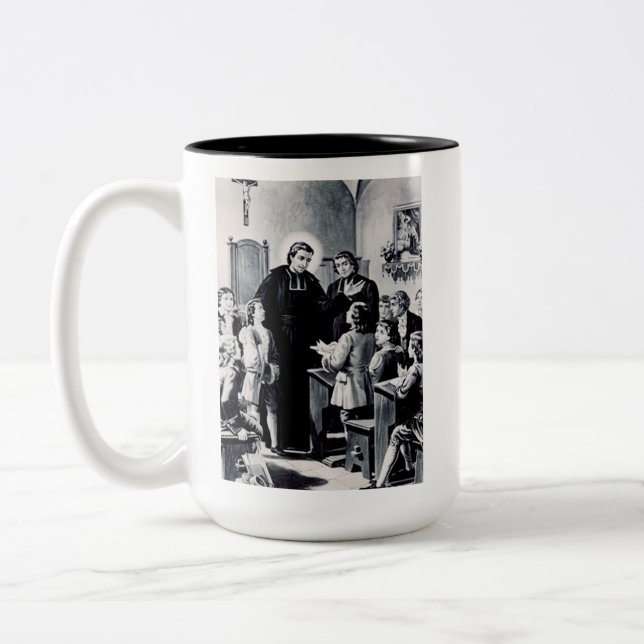 Saint Louis de Montfort French priest Two-Tone Coffee Mug (Left)