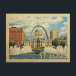 Saint Louis Missouri Vintage Travel Postcard<br><div class="desc">Saint Louis Missouri design in Vintage Travel style featuring the fountain at Kiener Plaza with the St Louis Arch in the background.</div>