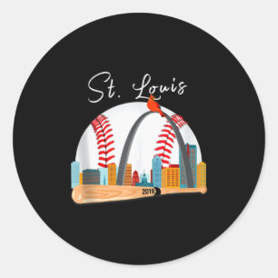 Saint Louis Red Cardinal New Skyline Ball Design T Classic Round Sticker