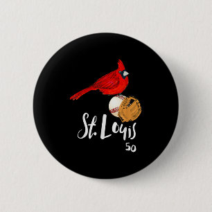 Saint Louis Red Cardinal Number 50 Baseball Art  6 Cm Round Badge