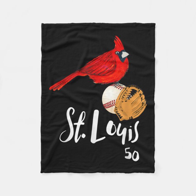 Saint Louis Red Cardinal Number 50 Baseball Art  Fleece Blanket (Front)