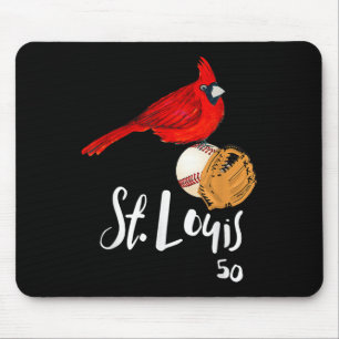 Saint Louis Red Cardinal Number 50 Baseball Art Mouse Pad