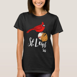 Saint Louis Red Cardinal Number 50 Baseball Art  T-Shirt