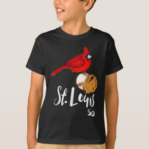 Saint Louis Red Cardinal Number 50 Baseball Art  T-Shirt