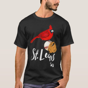Saint Louis Red Cardinal Number 50 Baseball Art  T-Shirt