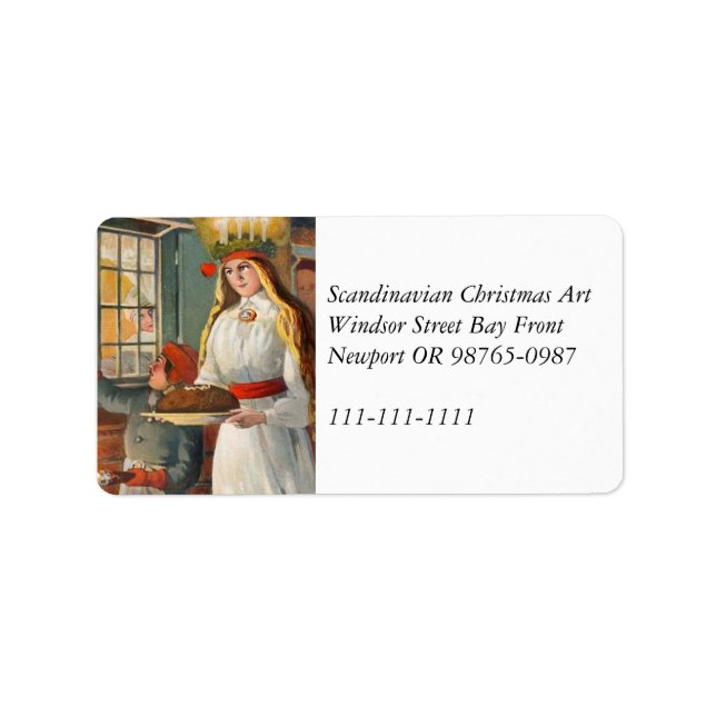 Saint Lucia and Child Bringing Saffron Bread Label (Front)